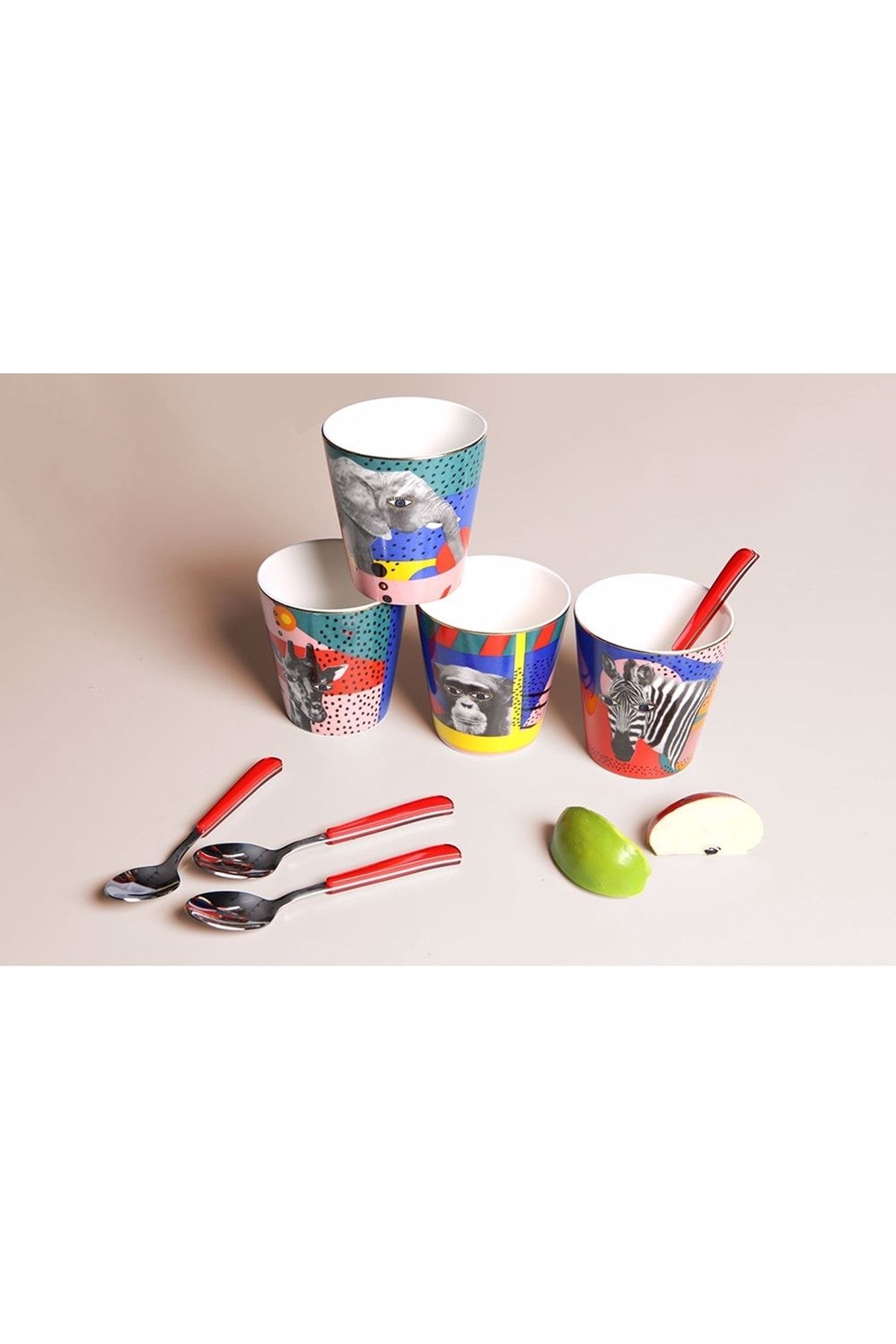 Porland Wild Life 4lü Bardak Takımı 320cc Porland Wild Life 4lü Bardak Takımı 320cc